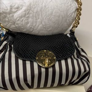Authentic - Henri Bendel signature stripe turnlock chain hobo waith dust bag